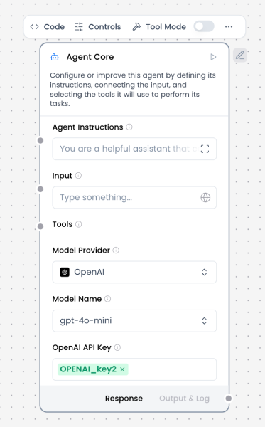 Agent Core component controls