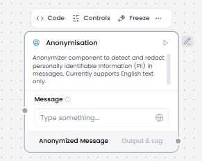 Anonymisation component controls