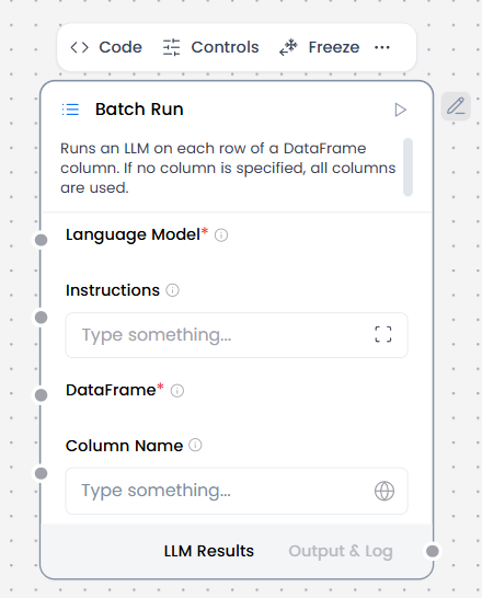 Batch Run component controls
