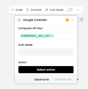 Google Calendar component controls