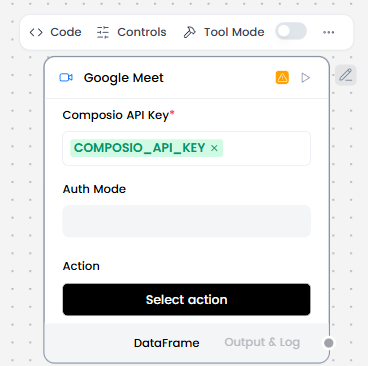Google Meet component controls