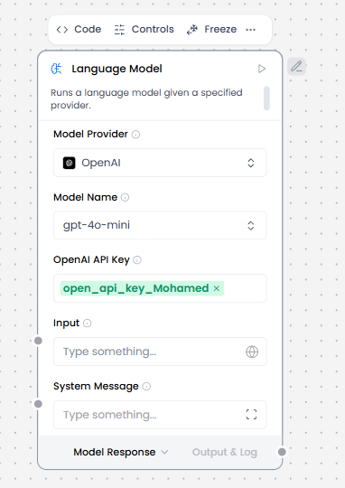 Language Model component controls