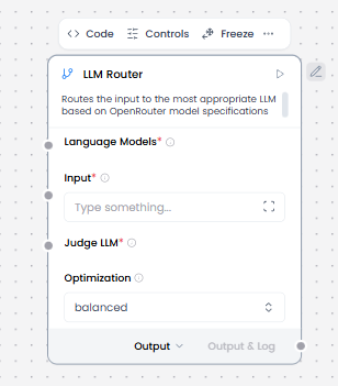 LLM Router component controls