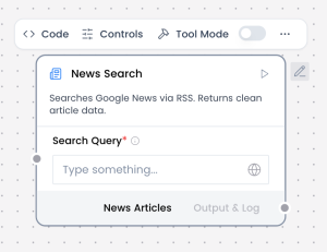 News Search component controls