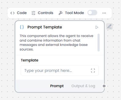 Prompt Template component controls