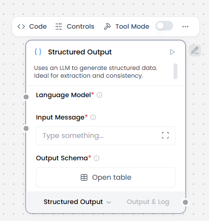 Structured Output component controls