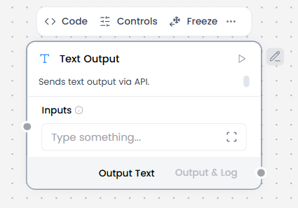Text Output component controls
