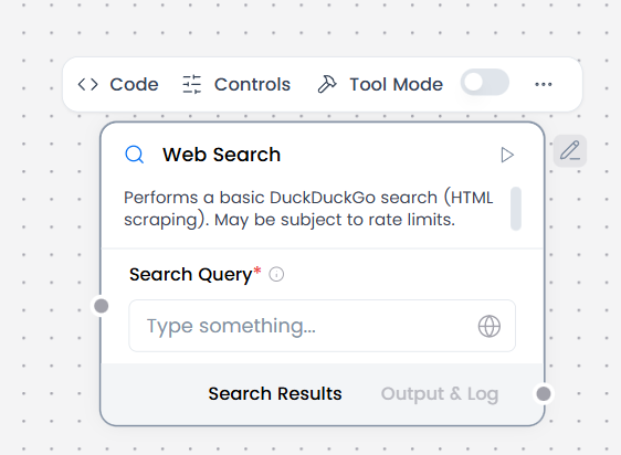 Web Search component controls